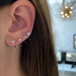 EF Collection Diamond Single Loop Earring 14K White Gold NEW